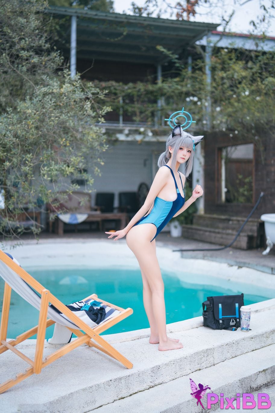 Cosplayer Jiuqi Meow Azure Files Sand Wolf Baizi swimsuit PixiBB.COM 028