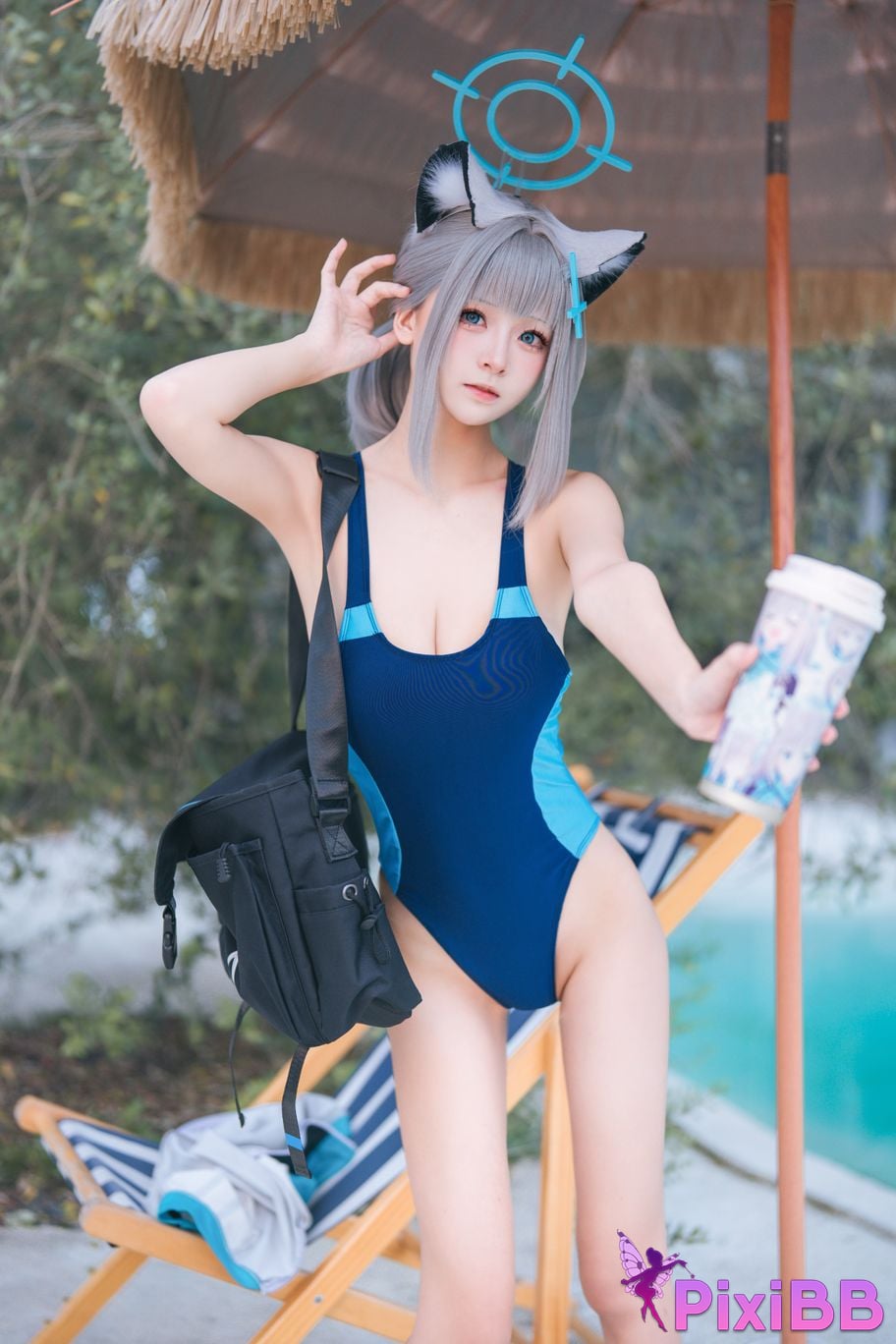Cosplayer Jiuqi Meow Azure Files Sand Wolf Baizi swimsuit PixiBB.COM 030