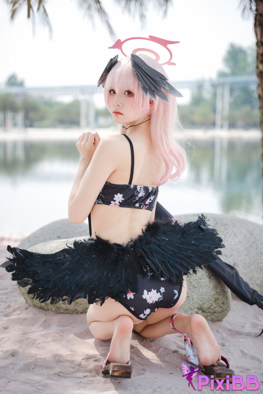 Cosplayer Jiuqi Meow azur lane Koharu swimsuit PixiBB.COM 001