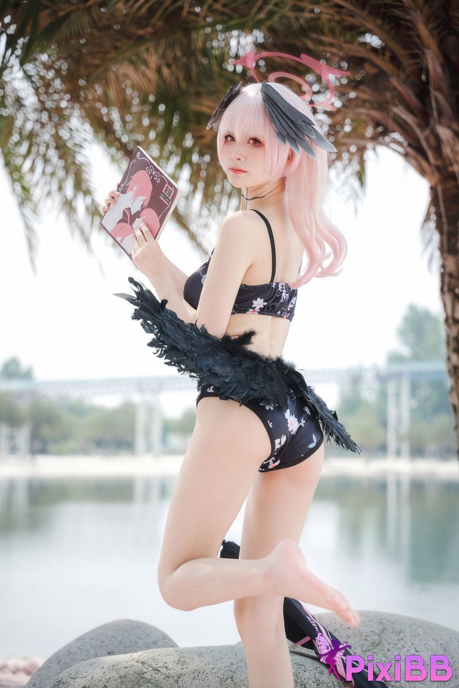 Cosplayer Jiuqi Meow azur lane Koharu swimsuit PixiBB.COM 009