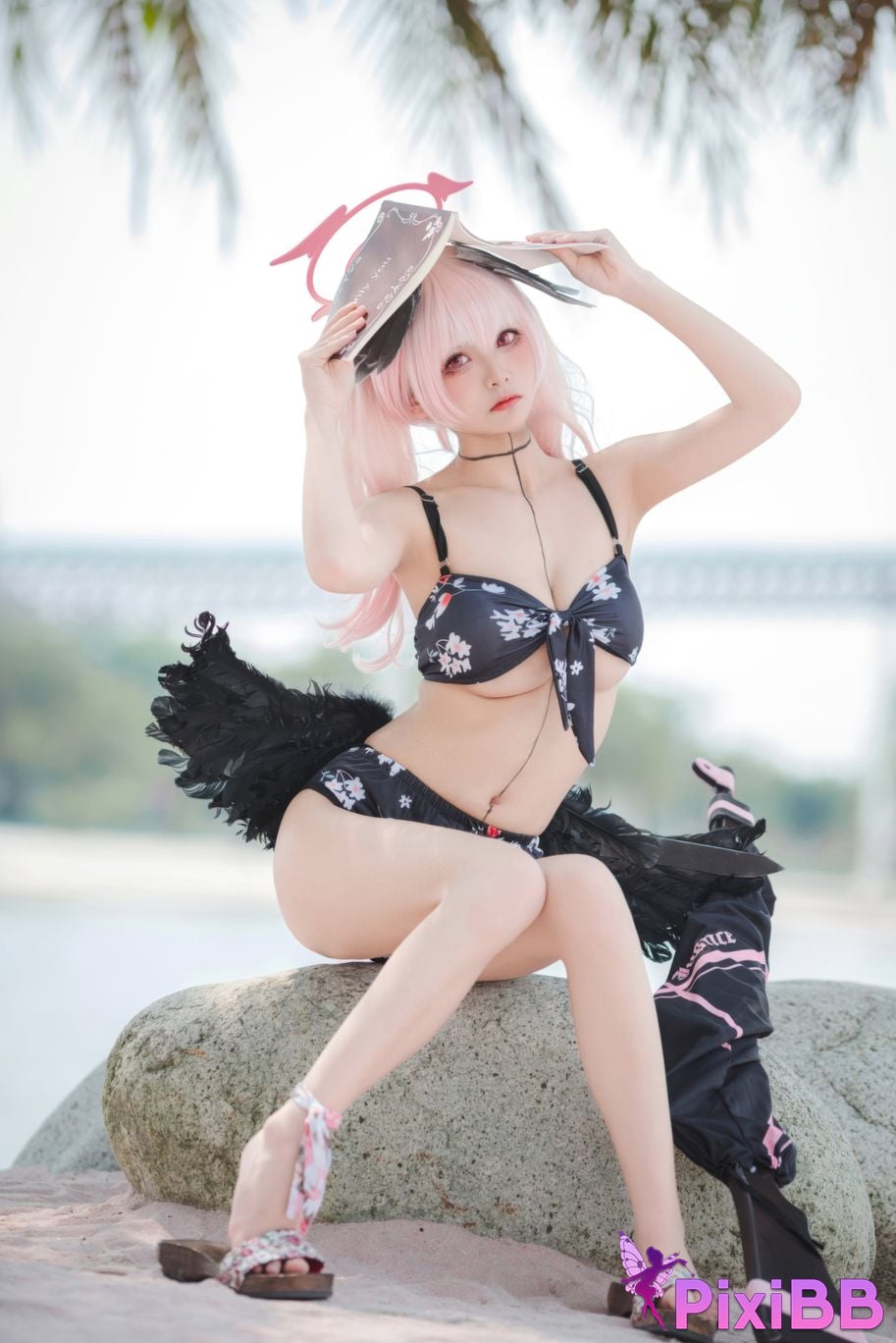 Cosplayer Jiuqi Meow azur lane Koharu swimsuit PixiBB.COM 010