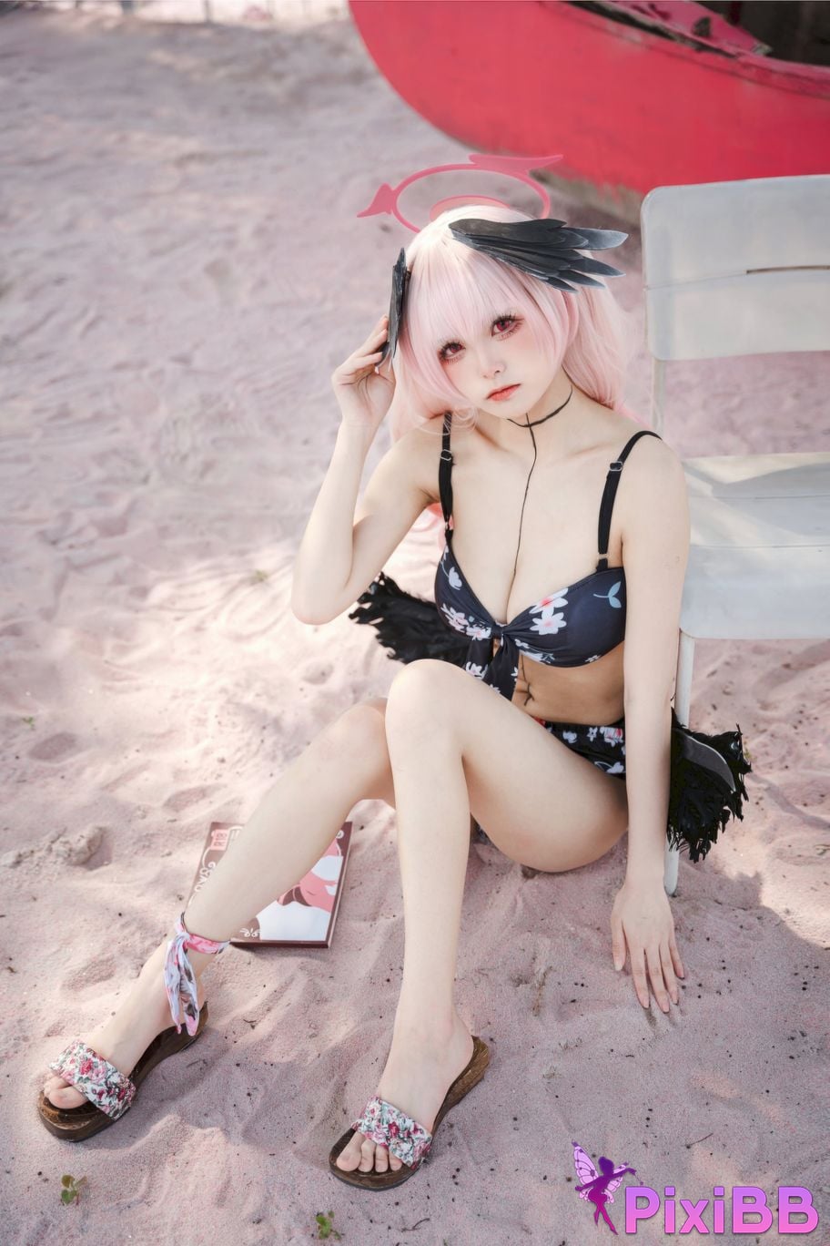 Cosplayer Jiuqi Meow azur lane Koharu swimsuit PixiBB.COM 023