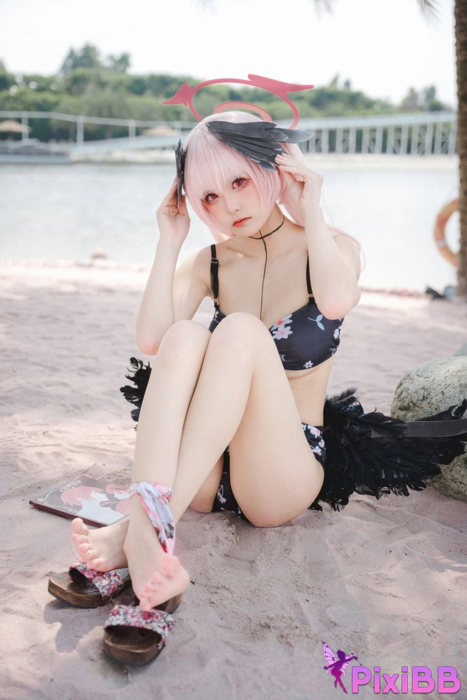 Cosplayer Jiuqi Meow azur lane Koharu swimsuit PixiBB.COM 025