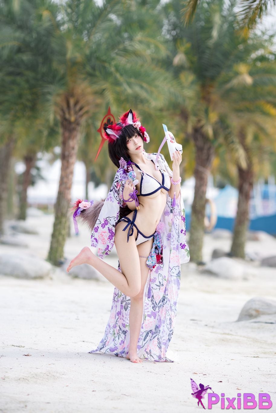 Cosplay Jiuqi Meow Blue Archives Husaka Wakamao Swimsuit PixiBB.COM 001