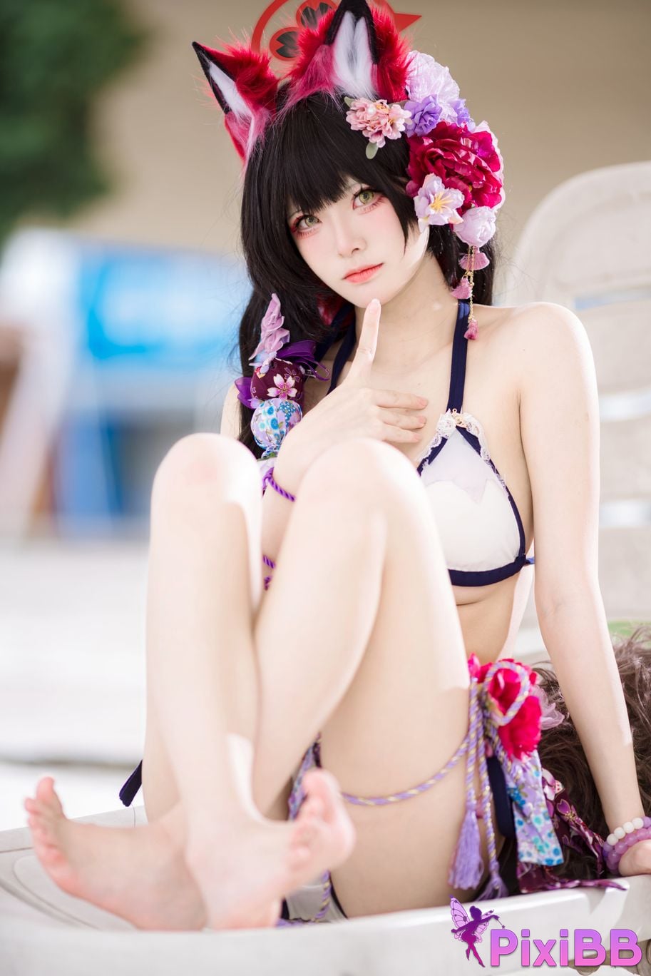 Cosplay Jiuqi Meow Blue Archives Husaka Wakamao Swimsuit PixiBB.COM 019