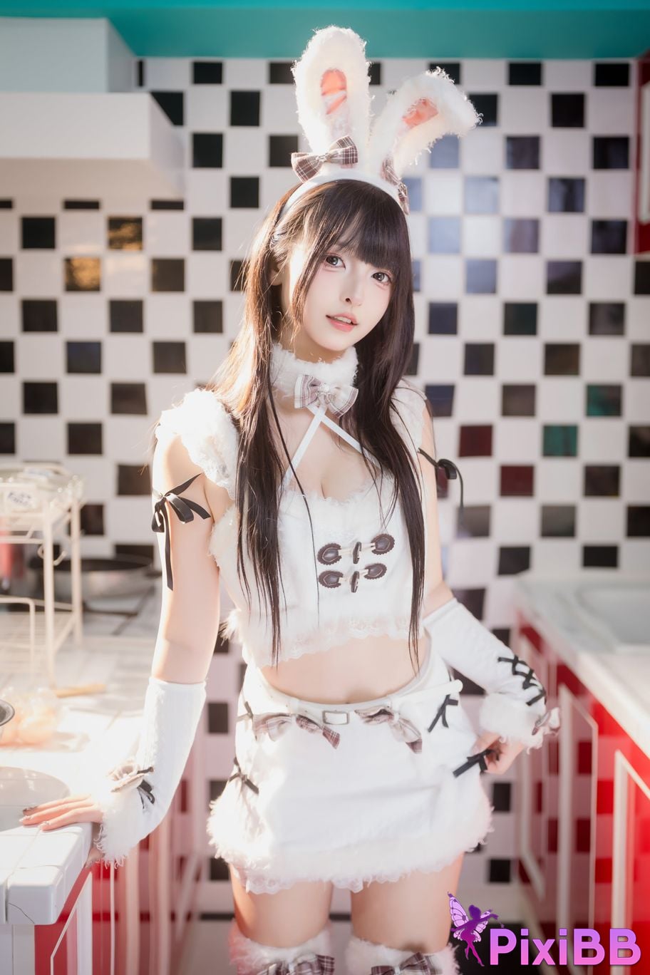 Cosplayer Kagurazaka Midwinter Plush white rabbit PixiBB.COM 001