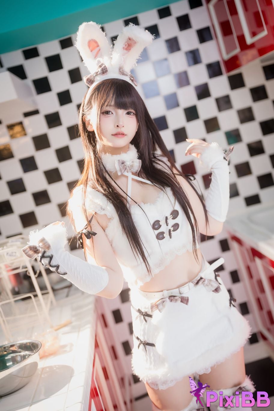 Cosplayer Kagurazaka Midwinter Plush white rabbit PixiBB.COM 002