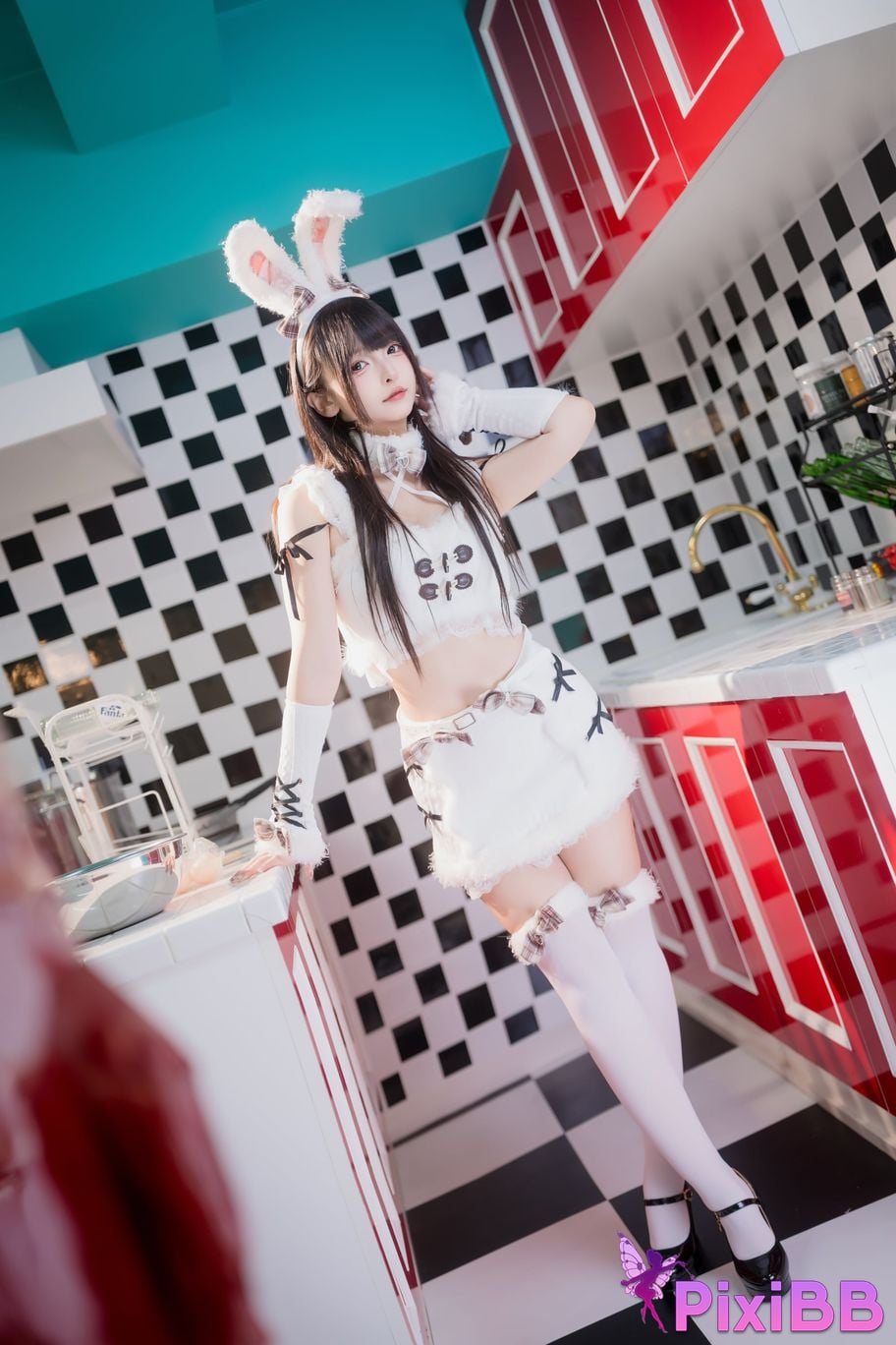 Cosplayer Kagurazaka Midwinter Plush white rabbit PixiBB.COM 003