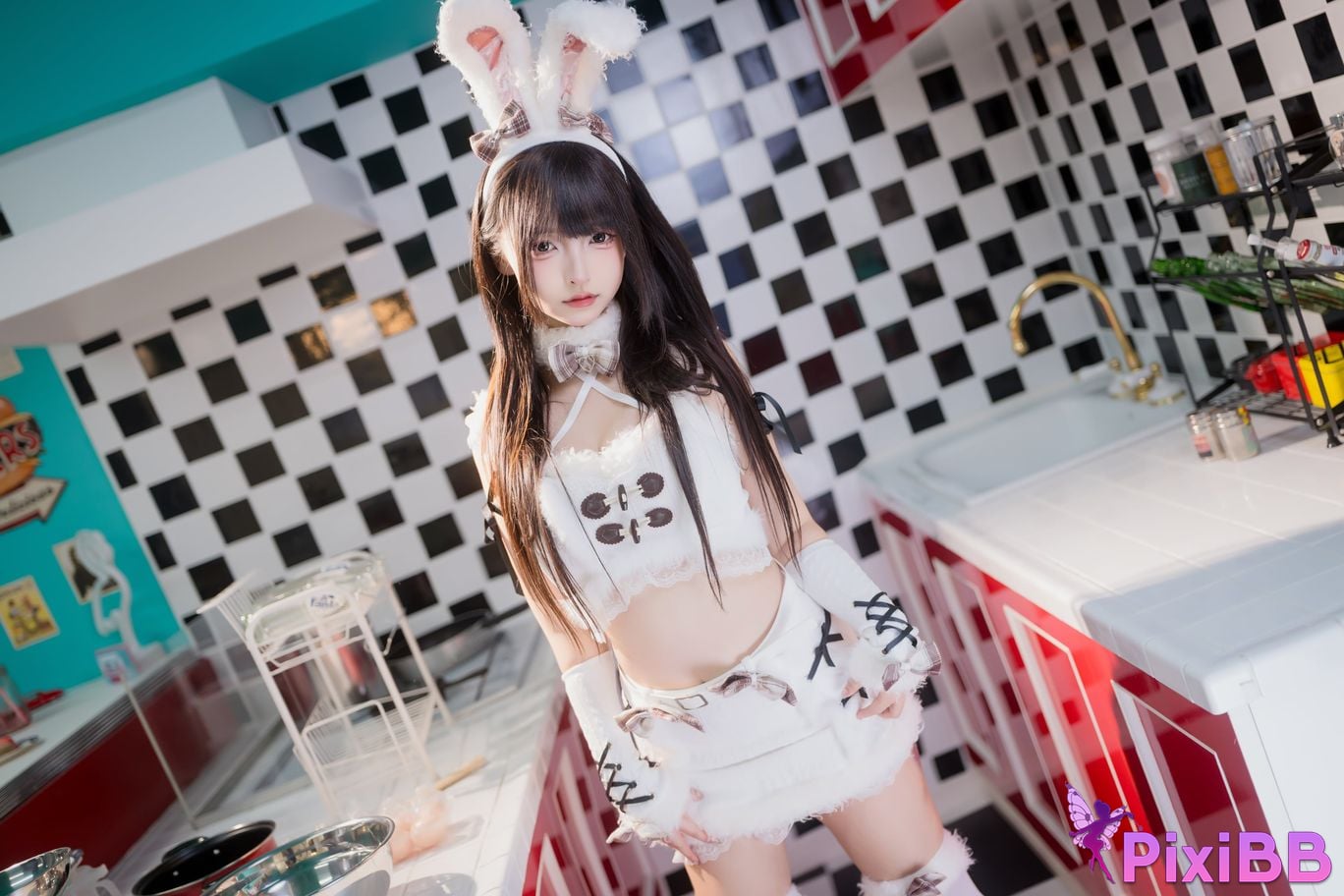 Cosplayer Kagurazaka Midwinter Plush white rabbit PixiBB.COM 004