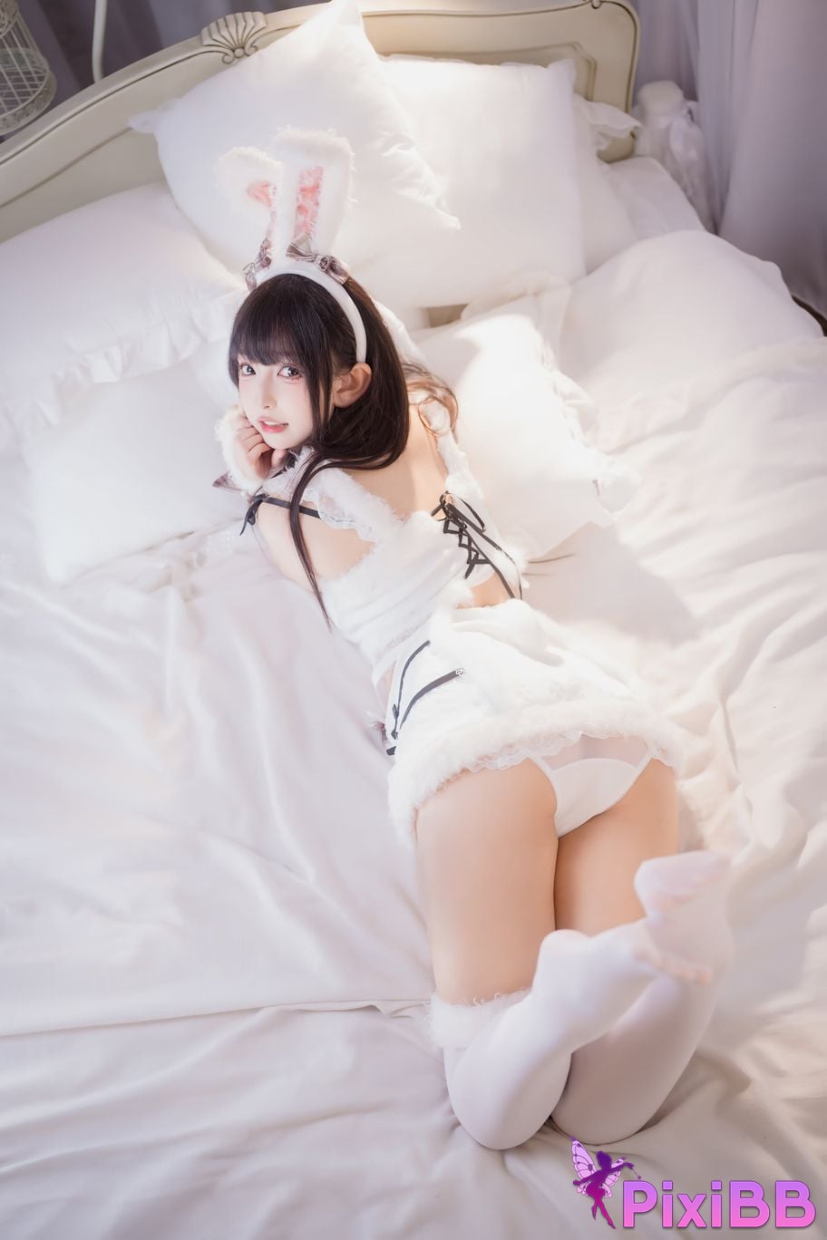 Cosplayer Kagurazaka Midwinter Plush white rabbit PixiBB.COM 074