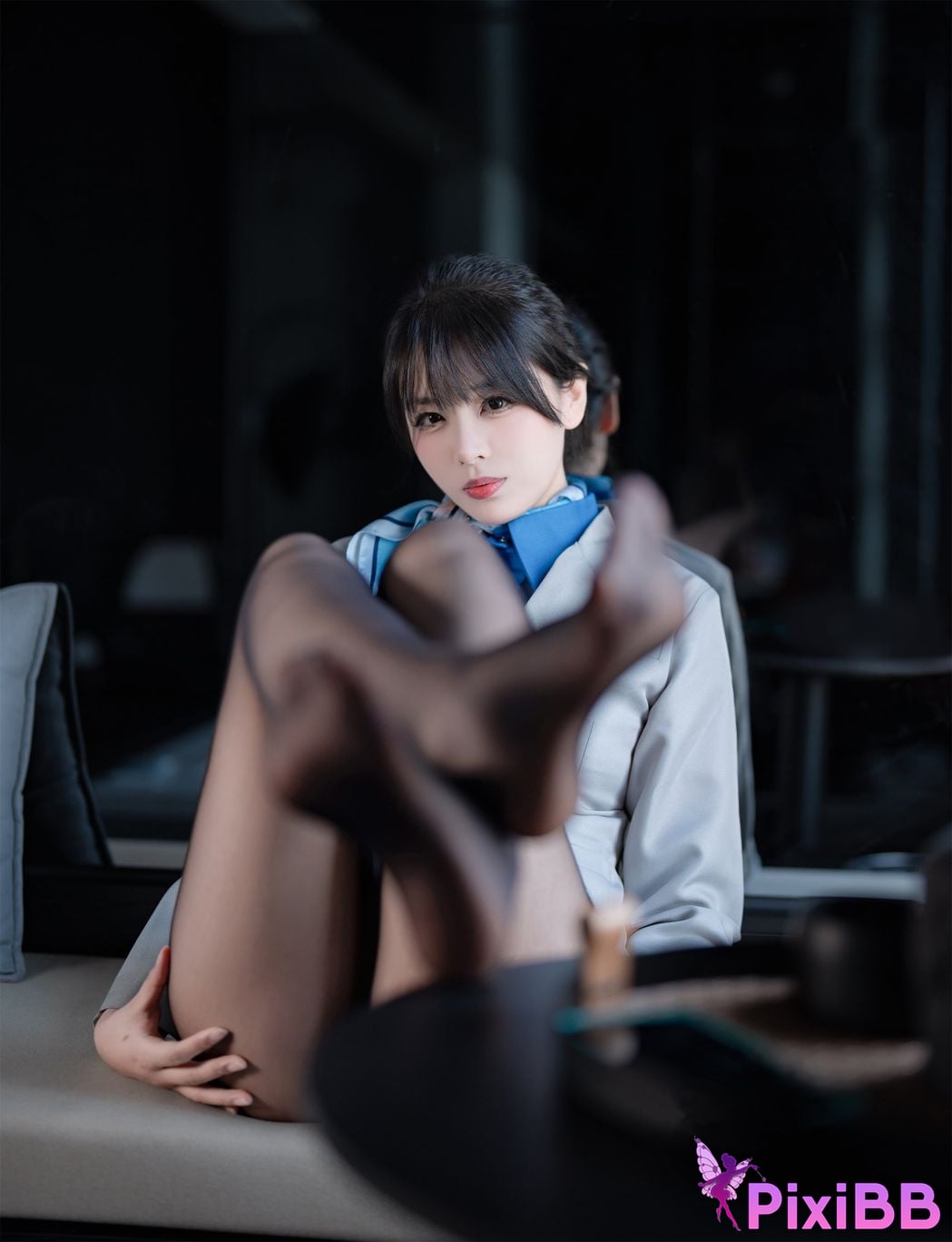 Coser Senior Sister Xuan Xiao Stewardess indoor black silk PixiBB.COM 006