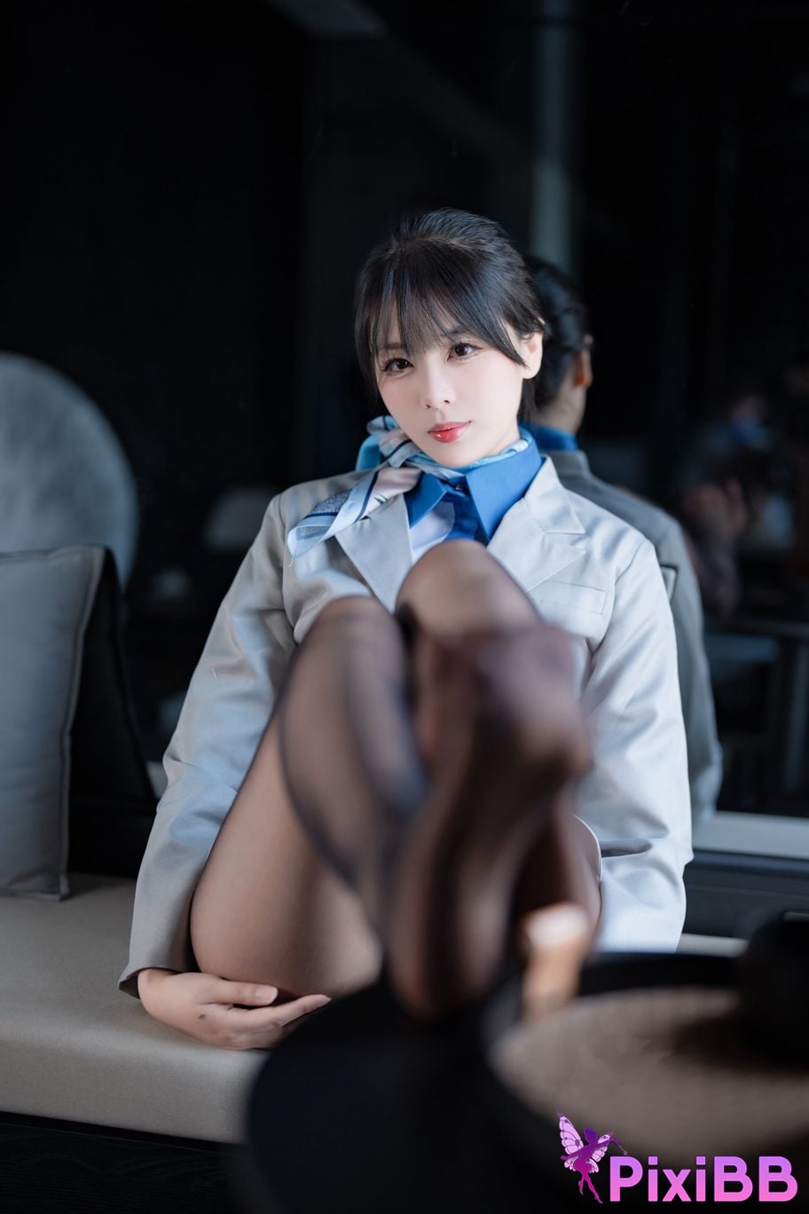 Coser Senior Sister Xuan Xiao Stewardess indoor black silk PixiBB.COM 007