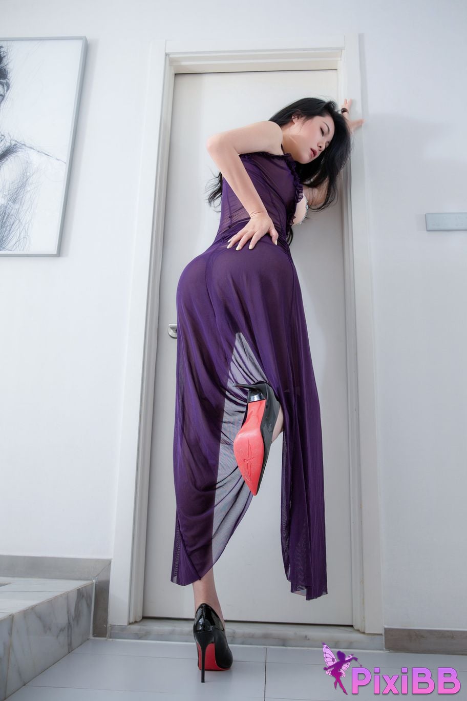 No watermark for in app purchases Liu Jingxi Purple dress PixiBB.COM 004