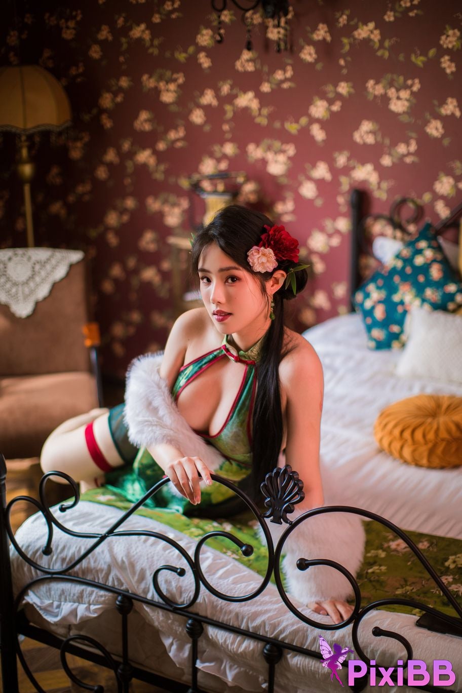 Cosplayer Titanium alloy TiTi green cheongsam PixiBB.COM 004