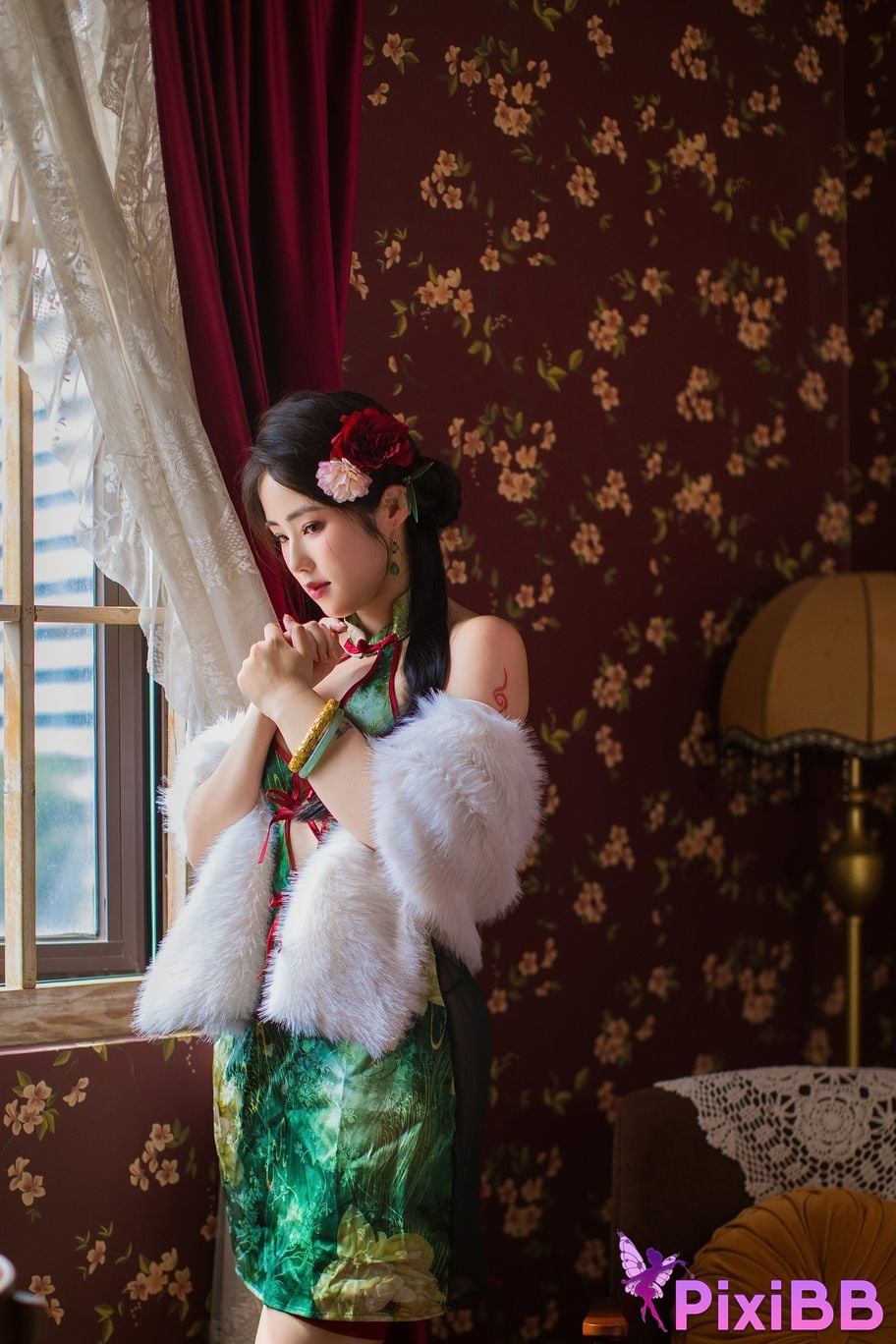 Cosplayer Titanium alloy TiTi green cheongsam PixiBB.COM 012