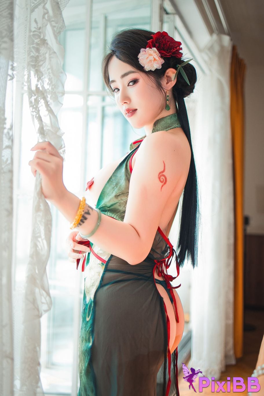 Cosplayer Titanium alloy TiTi green cheongsam PixiBB.COM 040