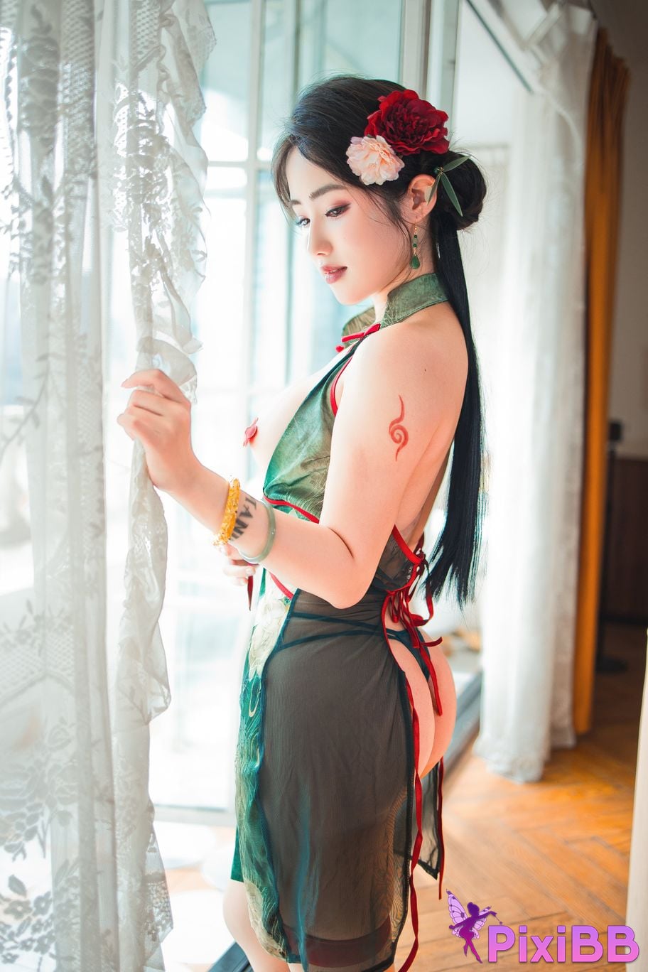 Cosplayer Titanium alloy TiTi green cheongsam PixiBB.COM 041