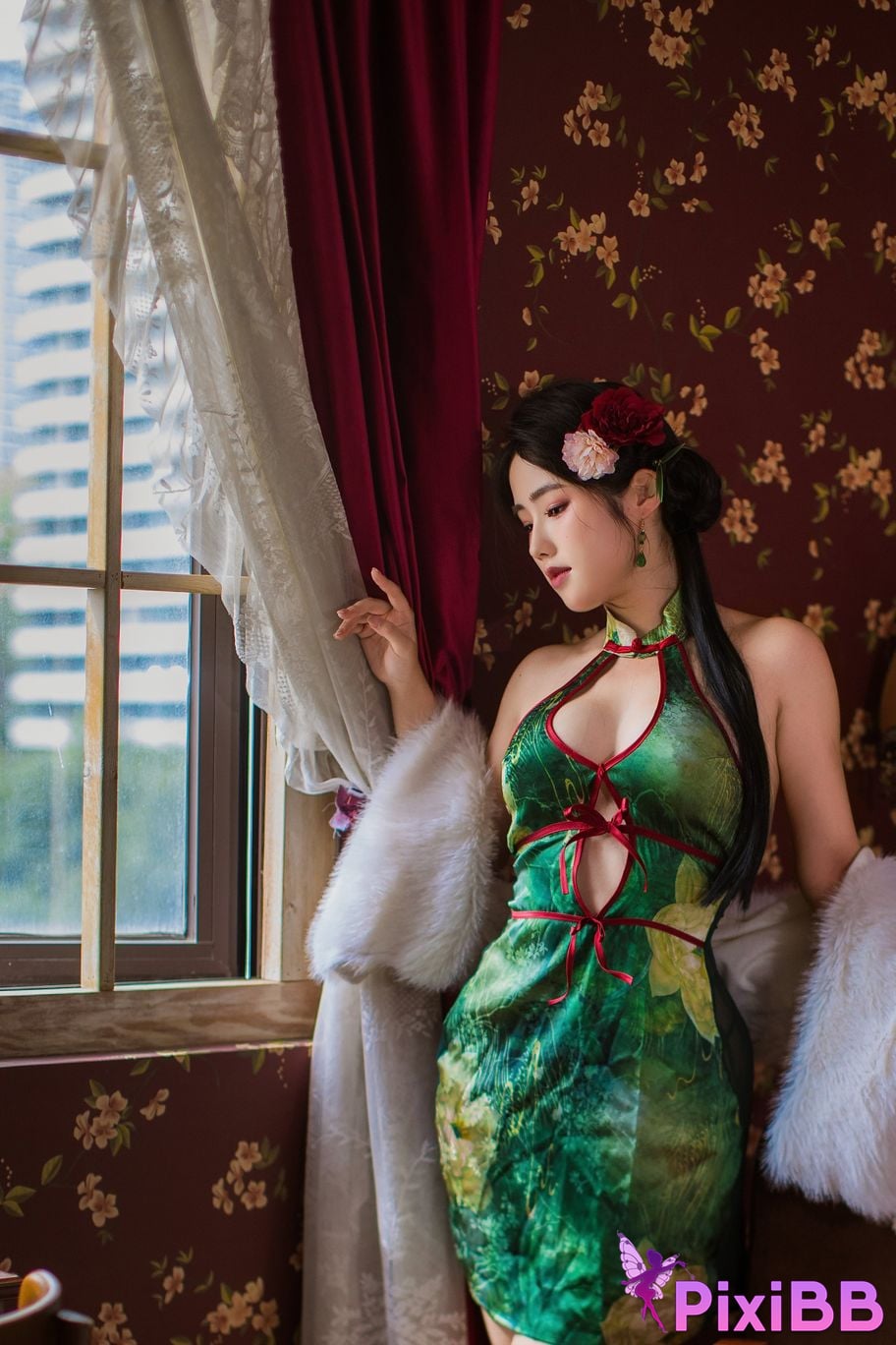 Cosplayer Titanium alloy TiTi green cheongsam PixiBB.COM 067