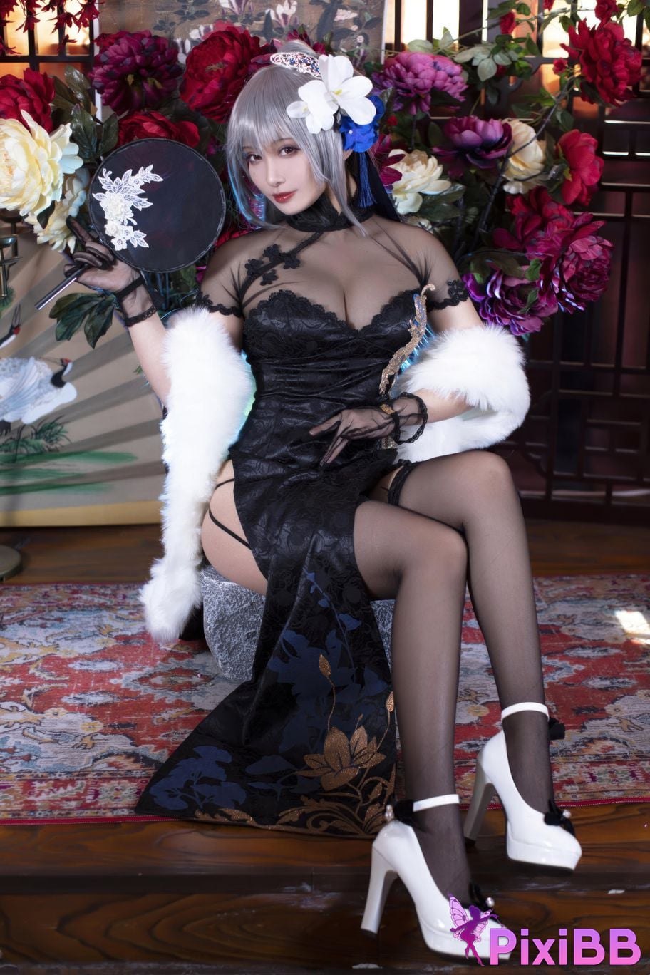 Cosplayer Luo Li LoLiSAMA azur lane Louis IX cheongsam PixiBB.COM 001