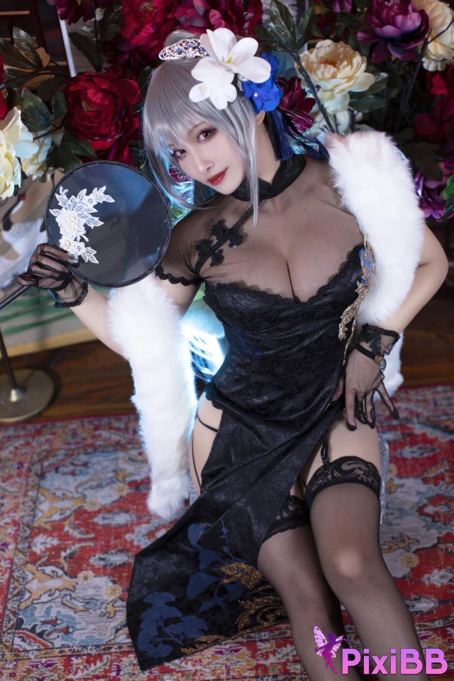 Cosplayer Luo Li LoLiSAMA azur lane Louis IX cheongsam PixiBB.COM 002