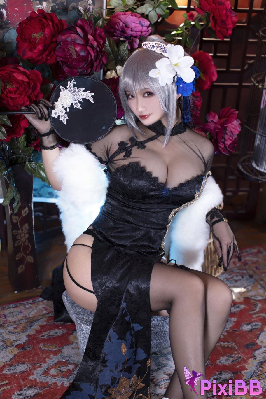 Cosplayer Luo Li LoLiSAMA azur lane Louis IX cheongsam PixiBB.COM 003