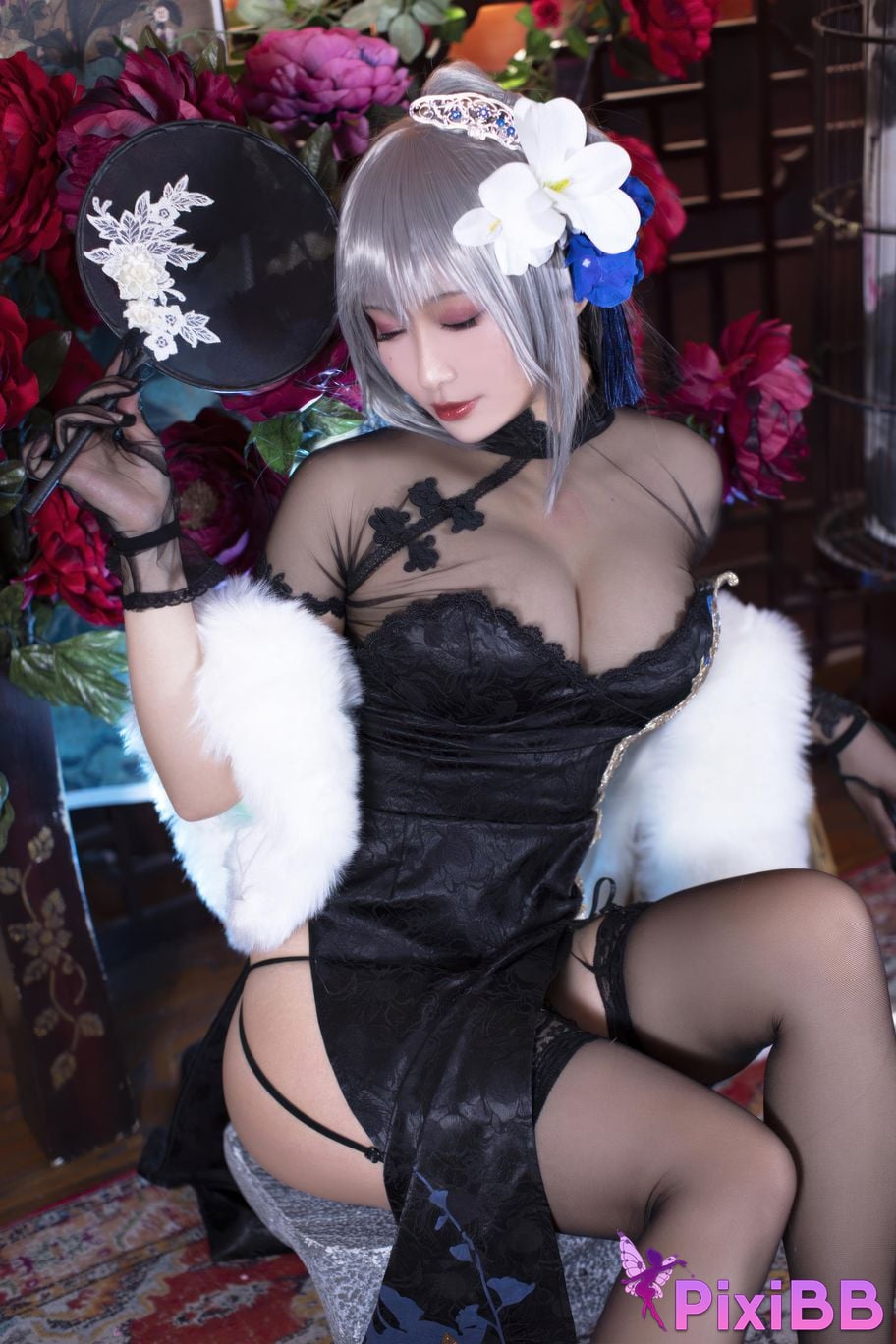 Cosplayer Luo Li LoLiSAMA azur lane Louis IX cheongsam PixiBB.COM 006