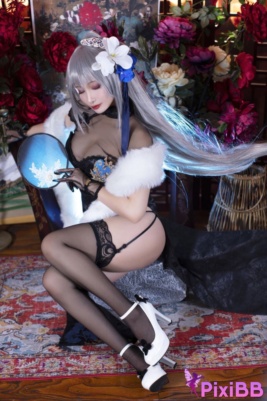 Cosplayer Luo Li LoLiSAMA azur lane Louis IX cheongsam PixiBB.COM 010
