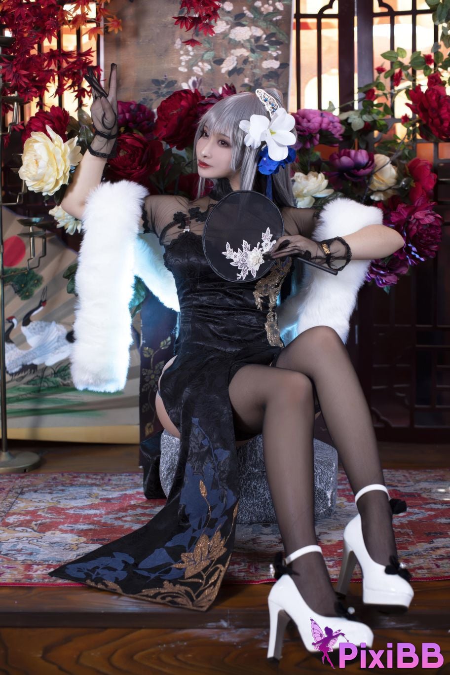 Cosplayer Luo Li LoLiSAMA azur lane Louis IX cheongsam PixiBB.COM 034