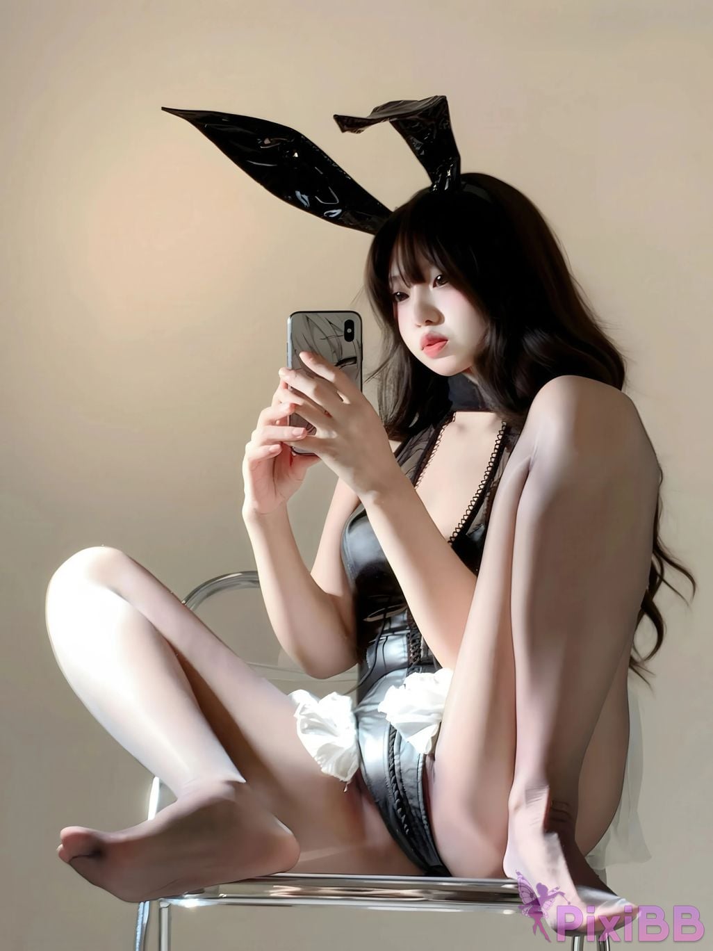 Cosplayer Real treasure black silk rabbit PixiBB.COM 016