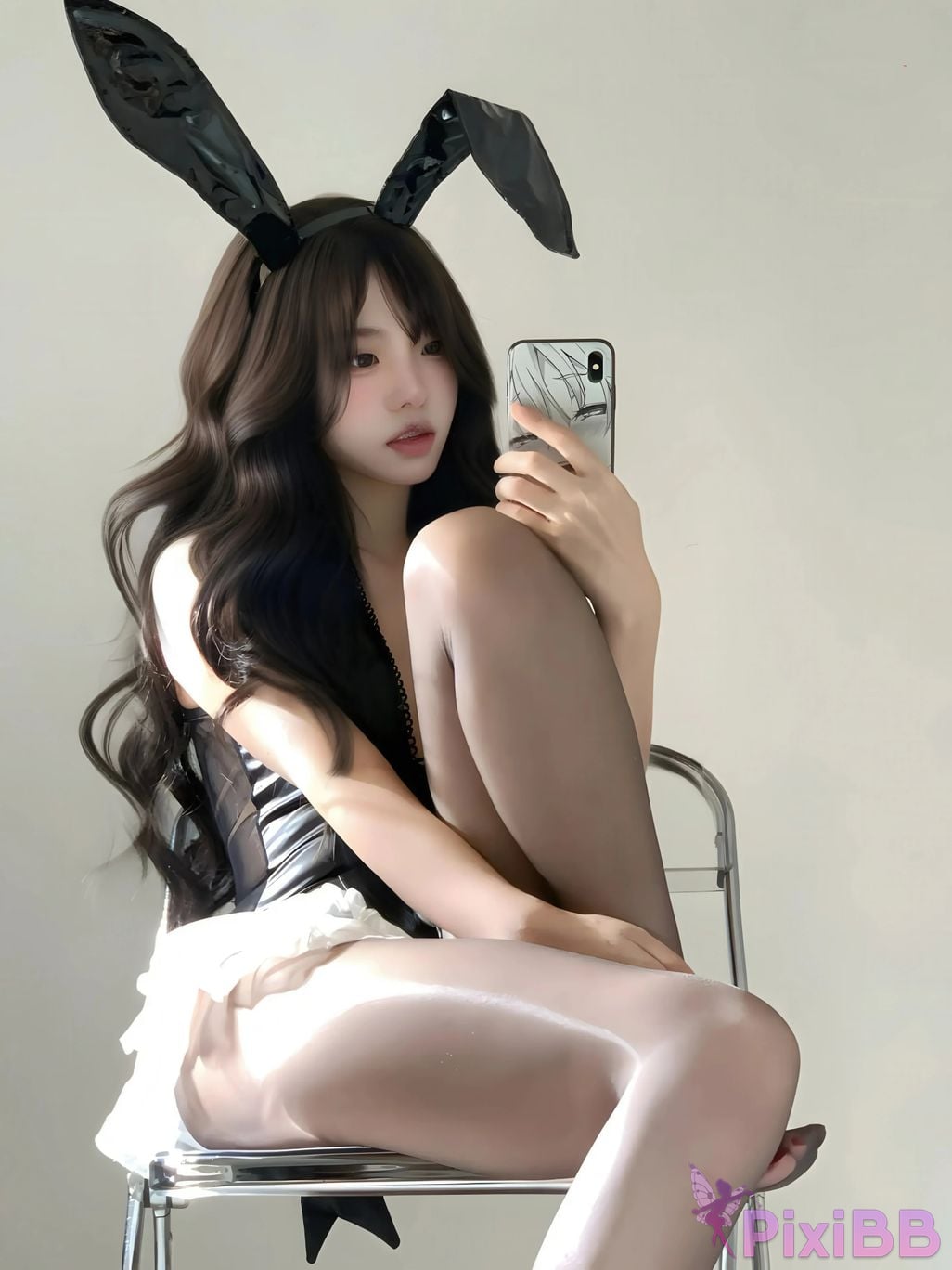 Cosplayer Real treasure black silk rabbit PixiBB.COM 017