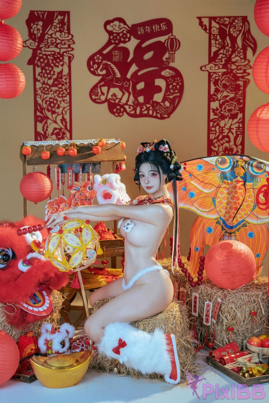 Cosplayer yuuhui Yuhui 2026 New Year Special Lion Awakening Girl PixiBB.COM 086