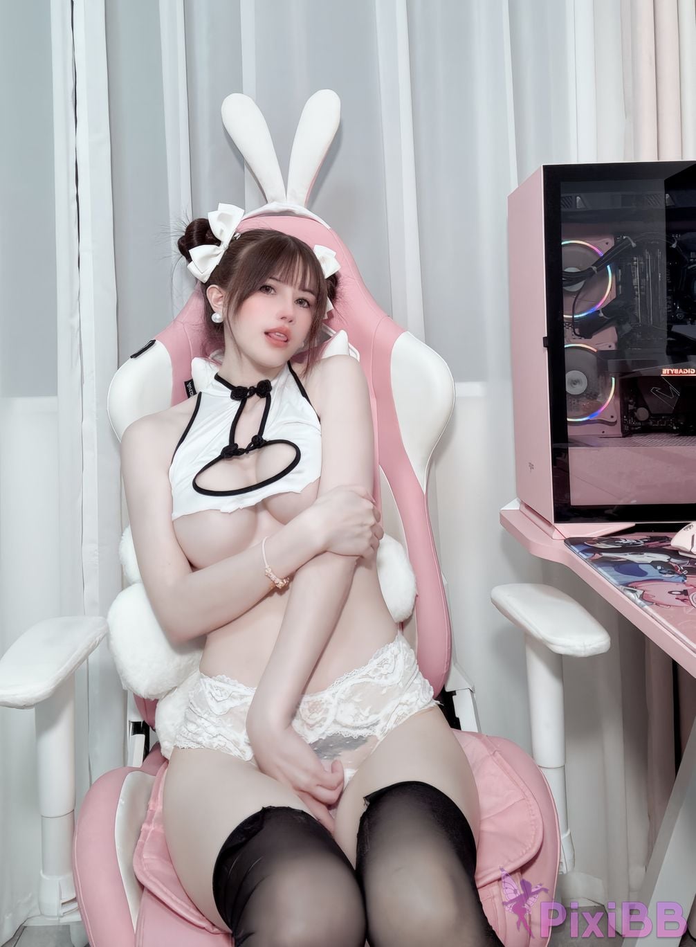 Cosplayer Deer eight years old Succubus mark hollow cheongsam PixiBB.COM 029