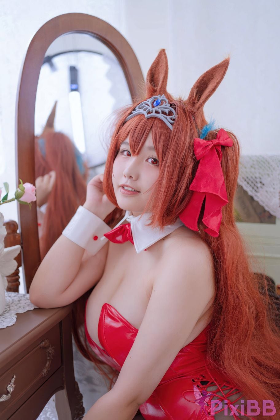 Cosplayer Ah Ban is very happy today Jockey girl Yamato Akaji bunny PixiBB.COM 020