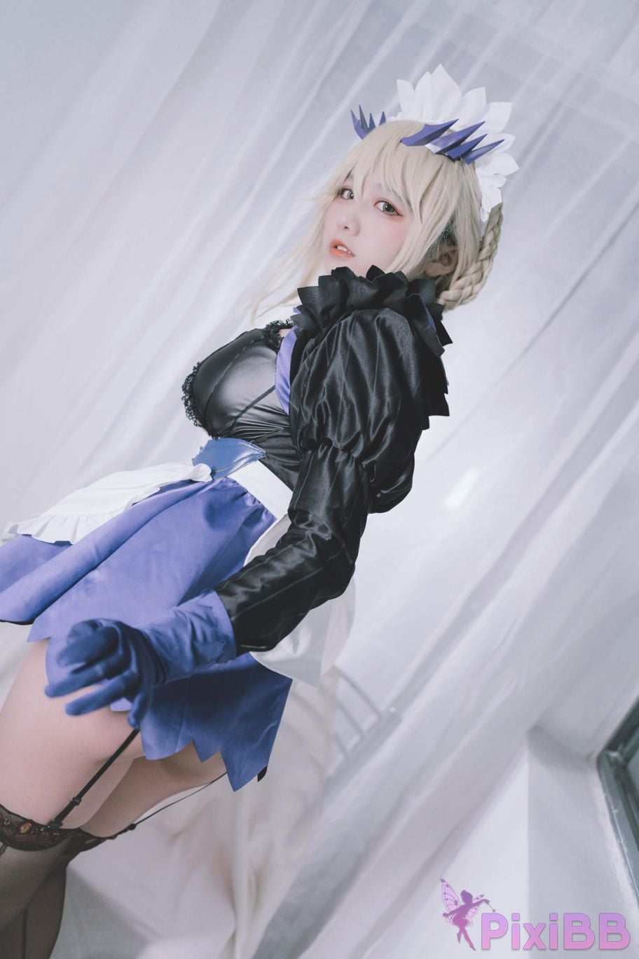 Cosplayer Ah Ban is very happy today FGO Black gun stupid maid PixiBB.COM 001
