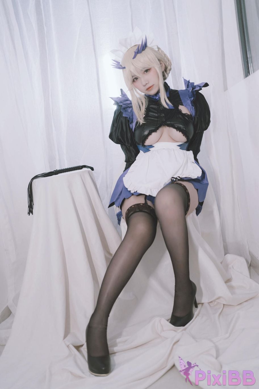 Cosplayer Ah Ban is very happy today FGO Black gun stupid maid PixiBB.COM 016