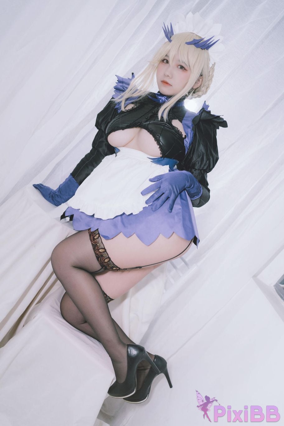 Cosplayer Ah Ban is very happy today FGO Black gun stupid maid PixiBB.COM 027
