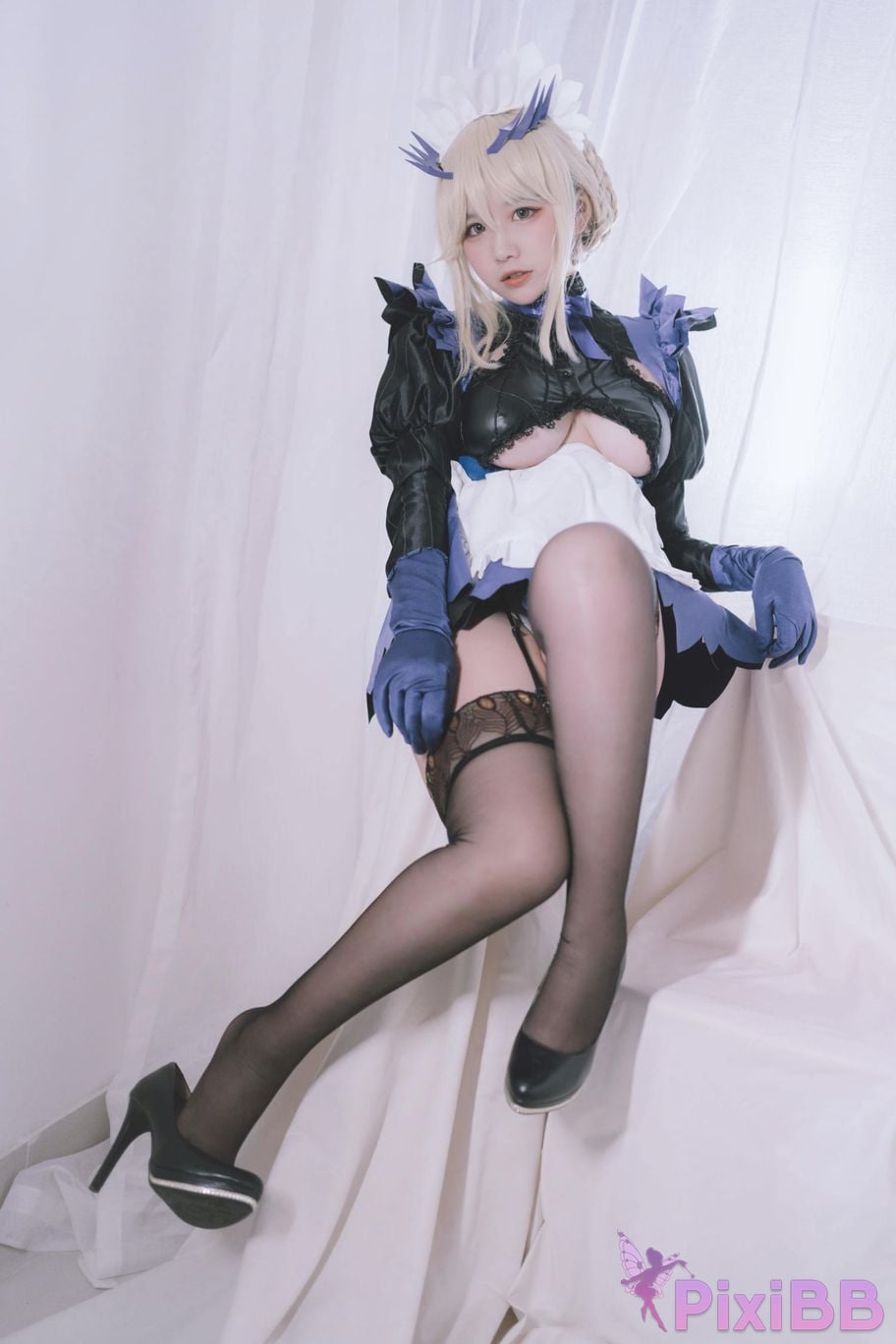 Cosplayer Ah Ban is very happy today FGO Black gun stupid maid PixiBB.COM 029