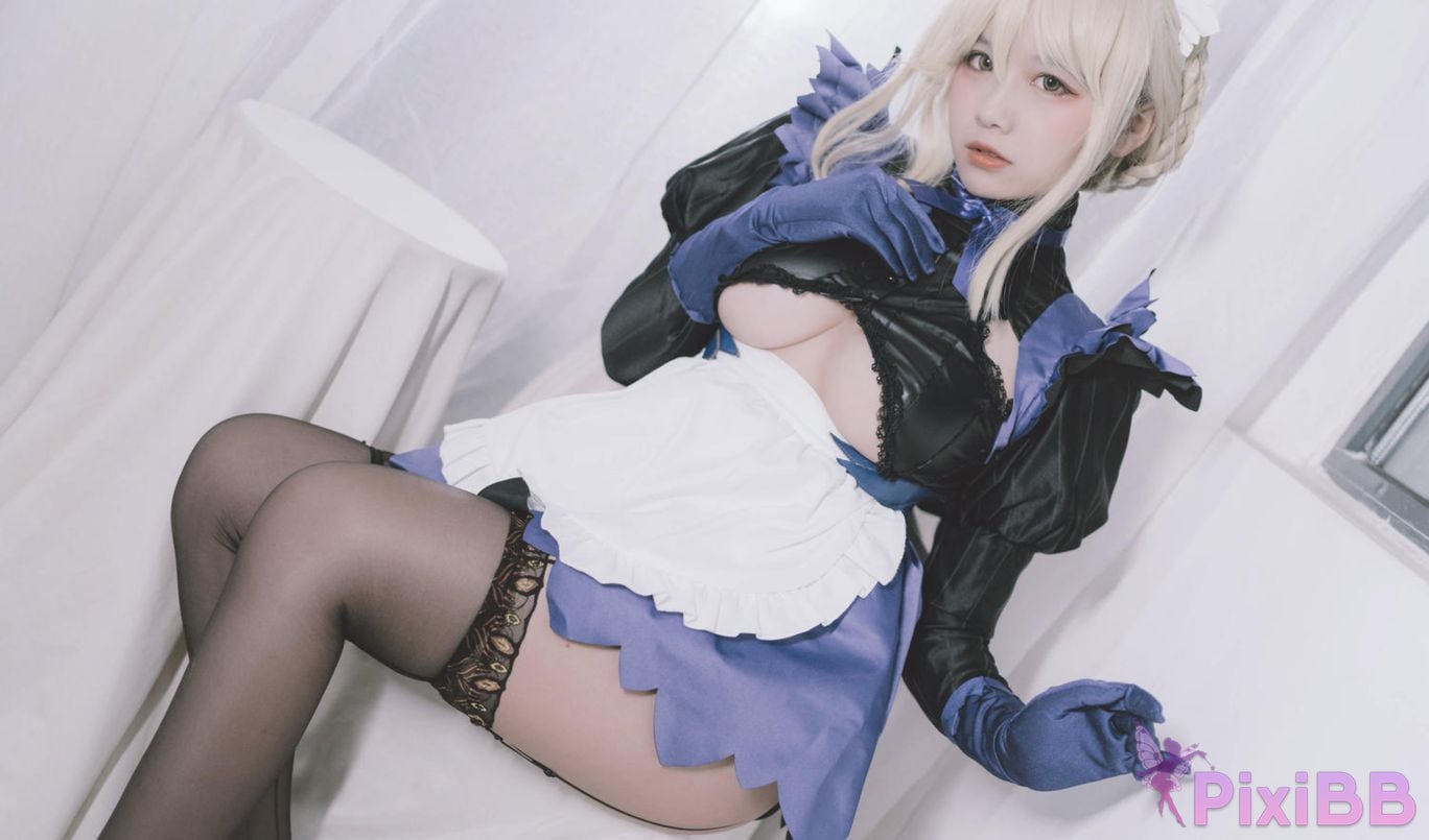 Cosplayer Ah Ban is very happy today FGO Black gun stupid maid PixiBB.COM 034