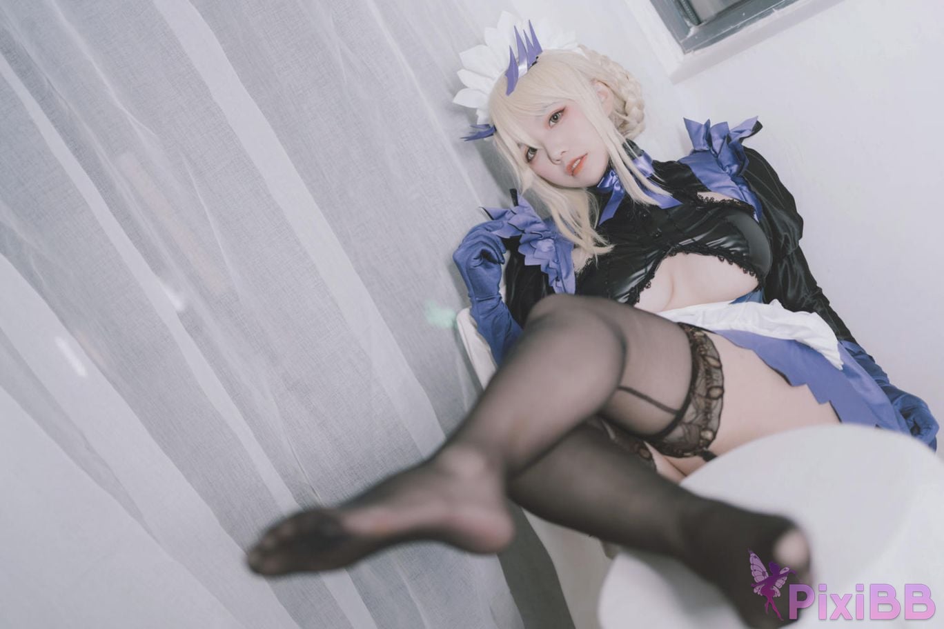 Cosplayer Ah Ban is very happy today FGO Black gun stupid maid PixiBB.COM 041