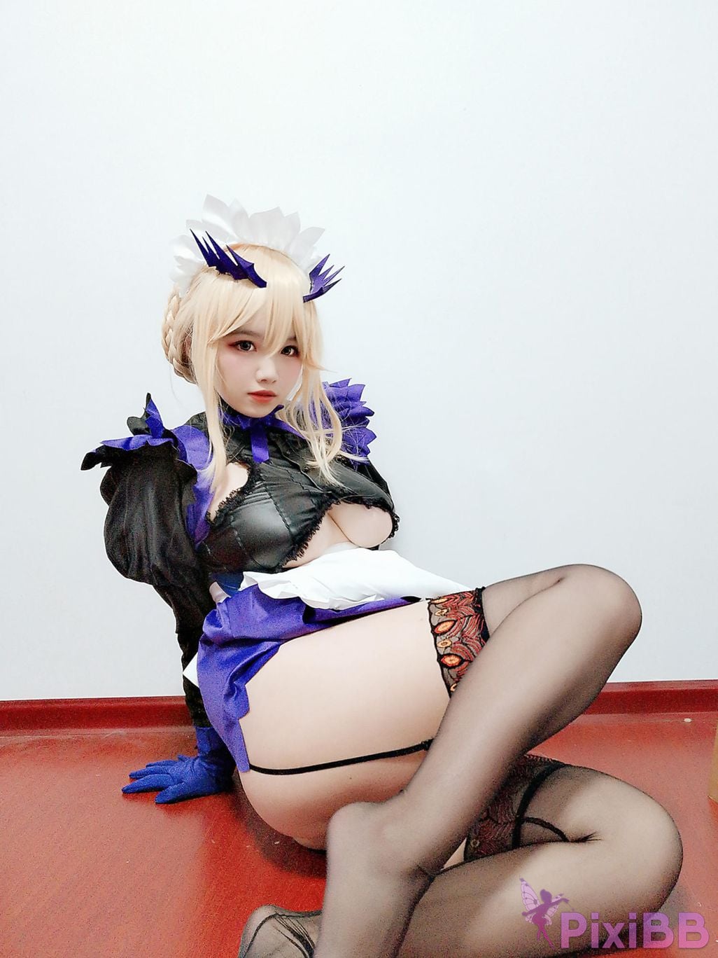 Cosplayer Ah Ban is very happy today FGO Black gun stupid maid PixiBB.COM 058
