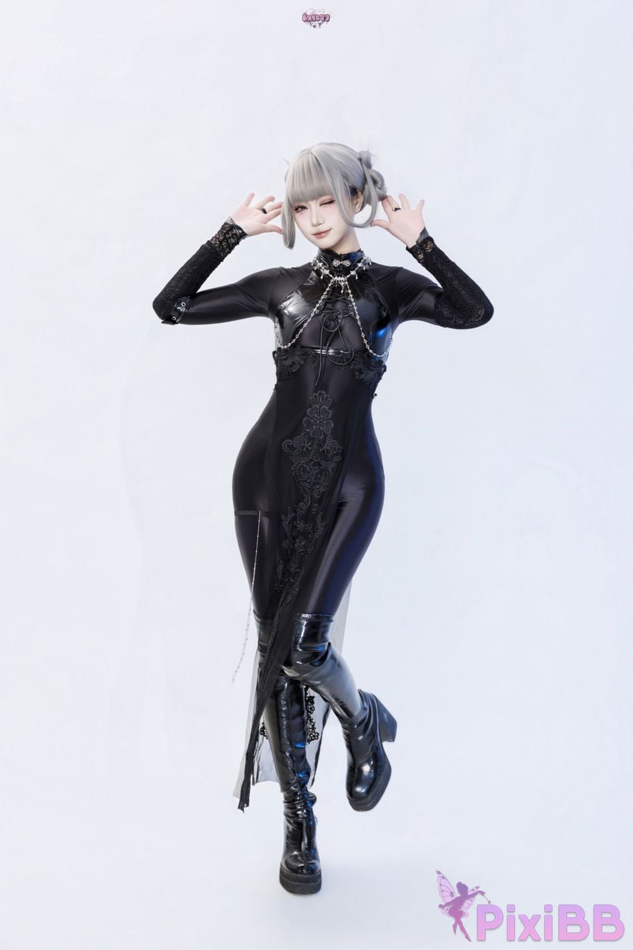 Cosplayer Qiqi be good Black smoke cheongsam PixiBB.COM 001