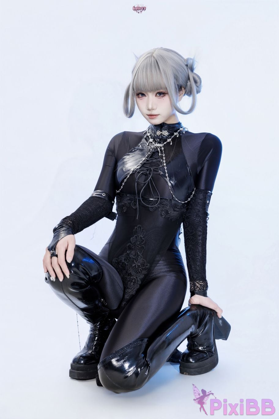 Cosplayer Qiqi be good Black smoke cheongsam PixiBB.COM 002