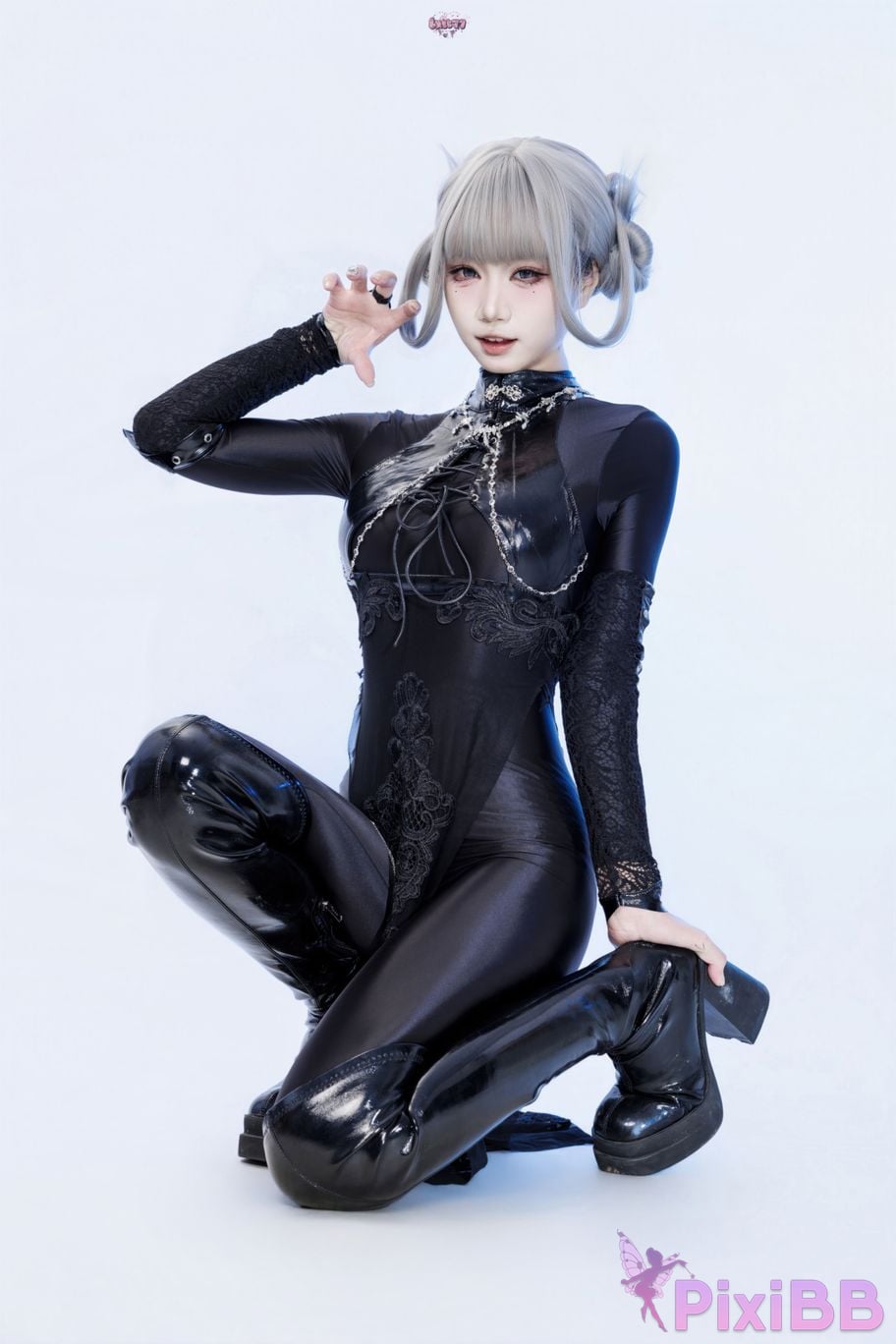 Cosplayer Qiqi be good Black smoke cheongsam PixiBB.COM 012