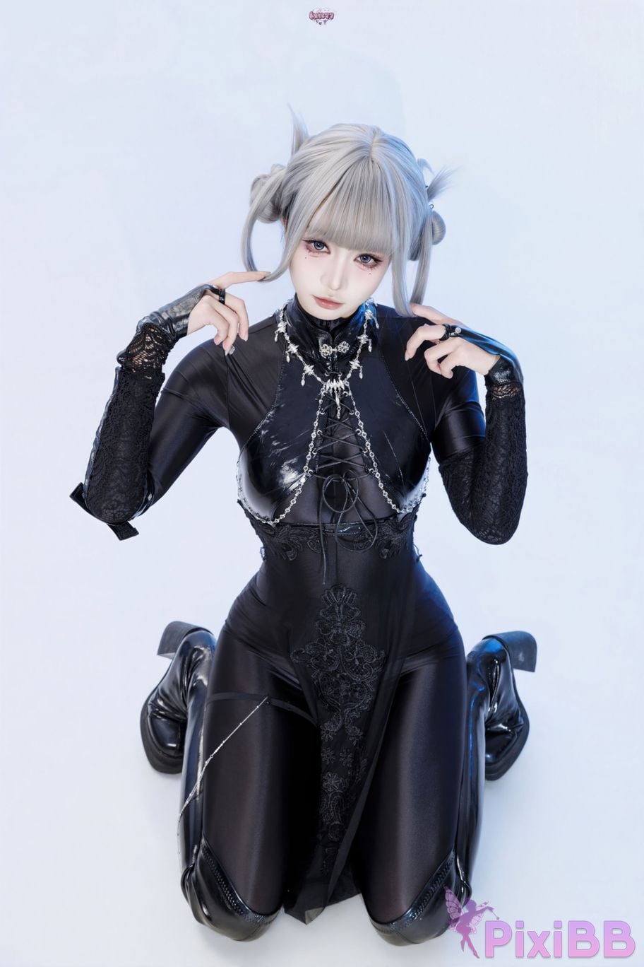 Cosplayer Qiqi be good Black smoke cheongsam PixiBB.COM 014