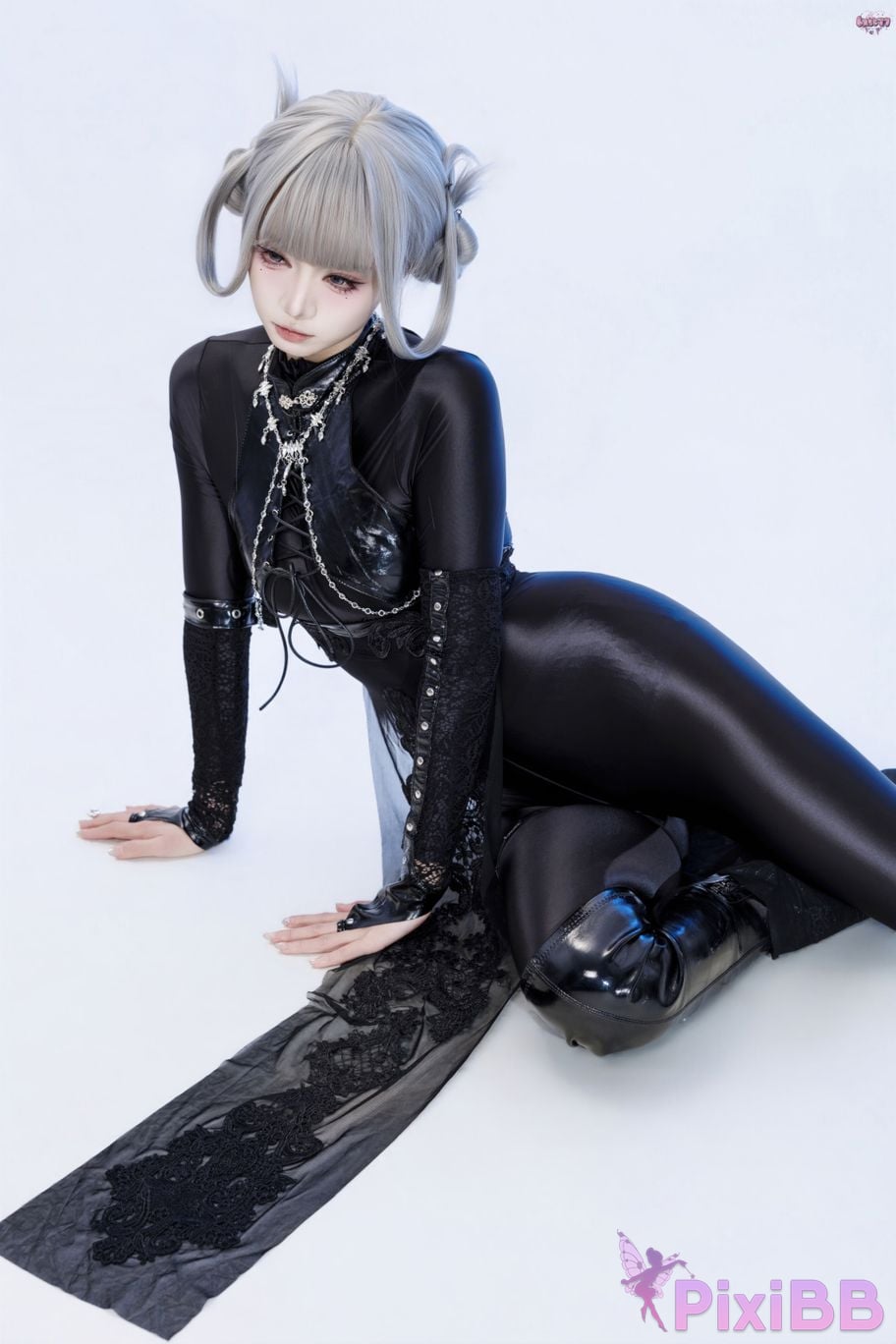 Cosplayer Qiqi be good Black smoke cheongsam PixiBB.COM 016