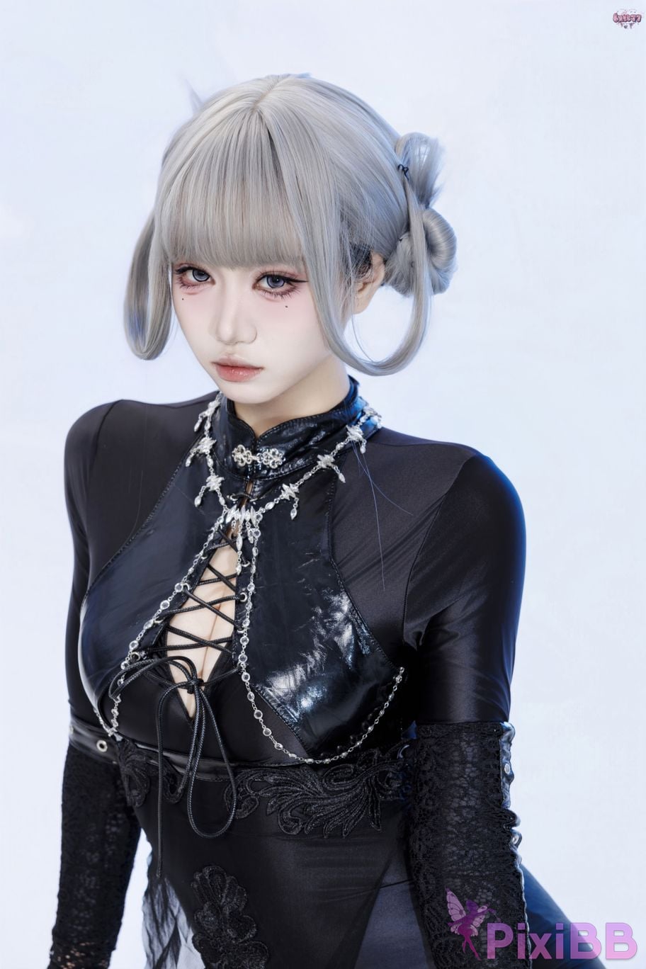 Cosplayer Qiqi be good Black smoke cheongsam PixiBB.COM 019