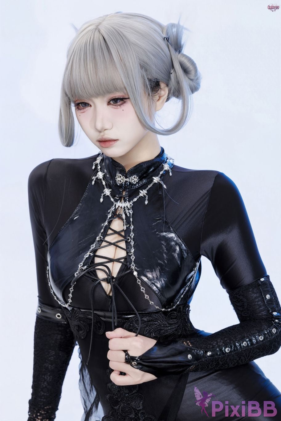 Cosplayer Qiqi be good Black smoke cheongsam PixiBB.COM 020