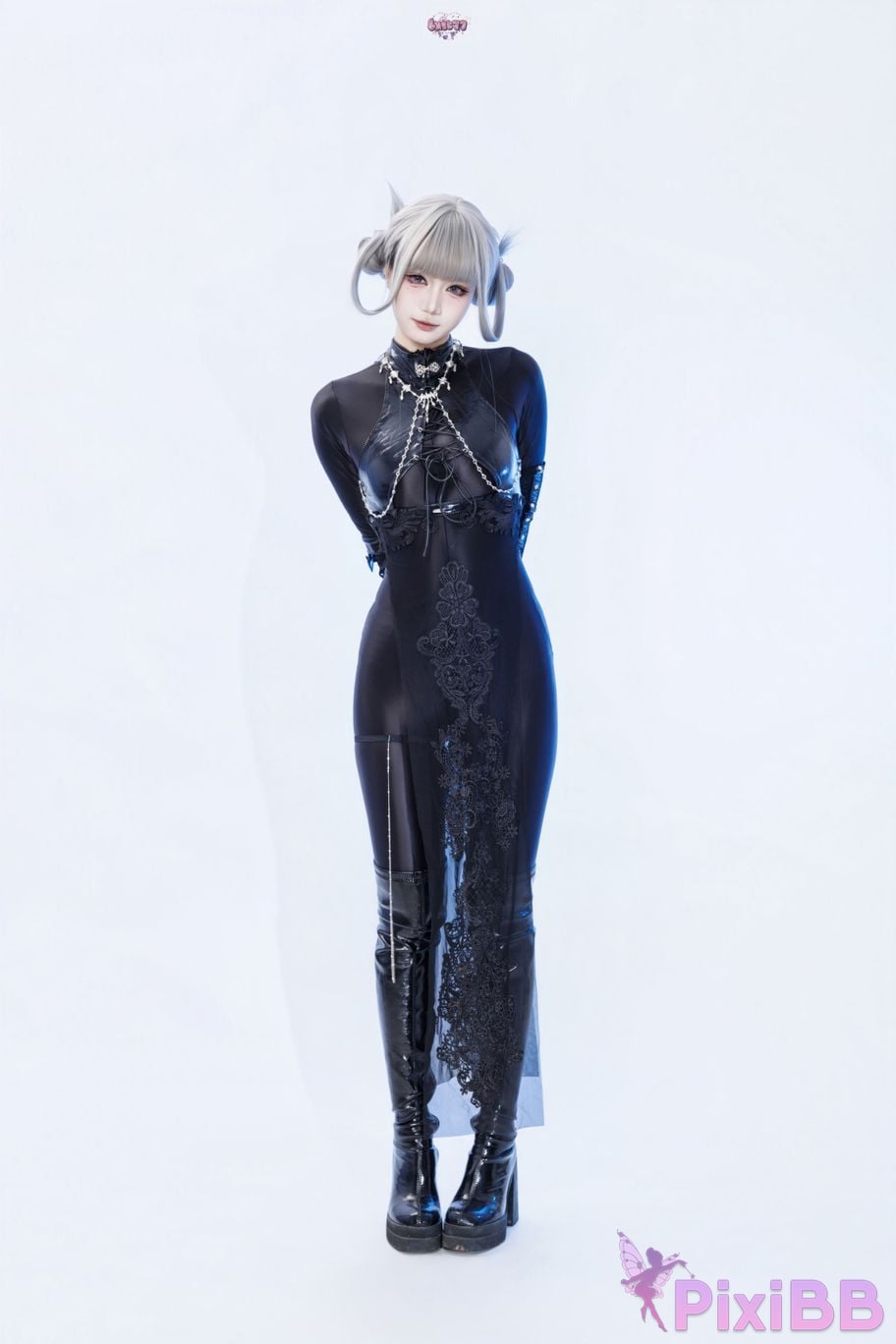 Cosplayer Qiqi be good Black smoke cheongsam PixiBB.COM 021