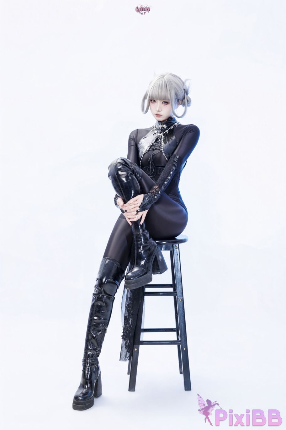 Cosplayer Qiqi be good Black smoke cheongsam PixiBB.COM 028
