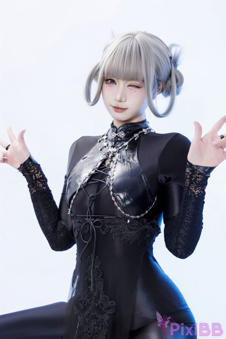 Cosplayer Qiqi be good Black smoke cheongsam PixiBB.COM 034